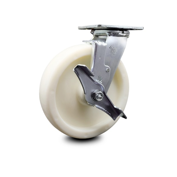 8 Inch Nylon Swivel Caster with Ball Bearing and Brake